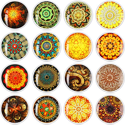 16 Pieces Round Fridge Magnet Kaleidoscope Style Glass Refrigerator Magnet Colorful Magnet Sticker Decorative Fun Glass Magnet for Refrigerator, Home, Kitchen, Office and Whiteboard
