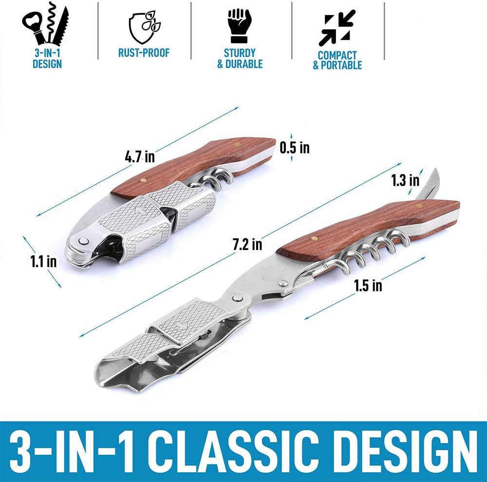 Portable Bottle Opener, Multifunction Wine Corkscrew for Outdoor Activities, Kitchen Beer Wine Opener with Knife Design