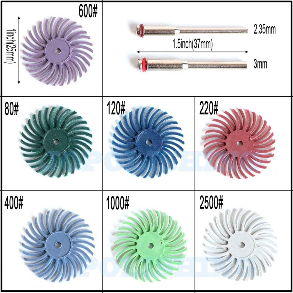 Tarcza gumowa, Zestaw tarcz z włosia 1-calowy trzpień 3 mm / 2,35 30/56/80 szt. Szczotka ścierna do polerowania(30PC Grit 400 set)