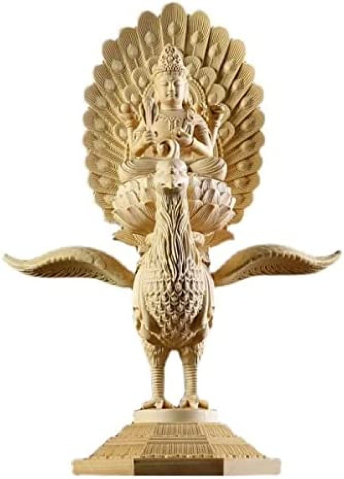 修縁堂】豪華！木彫仏像 孔雀明王座像 彫刻 彩繪 本金 走れる 切｜彫刻 