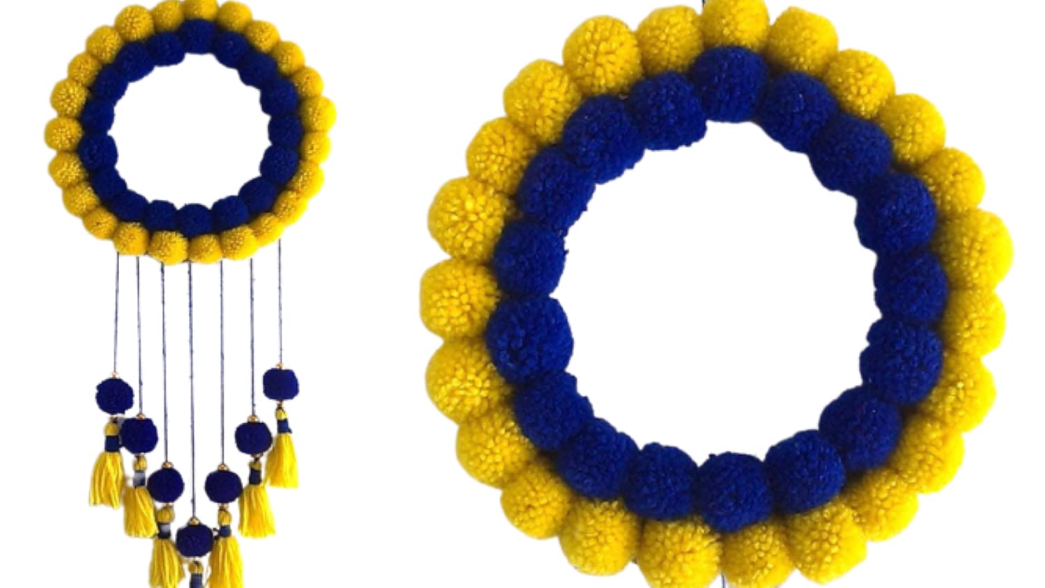 The Lovely Creations Multi Colored Woolen Round Wall Hanging Decorative Showpiece for Home Décor - Set of 1 (WH4)