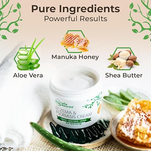 Miniatura 4 de Wild Naturals Eczema & Psoriasis Cream for Dry, Itchy Skin – Eczema Relief for Adults & Kids – Moisturizing Psoriasis Cream with Manuka Honey