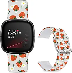 Pulseiras de relógio estampadas com estampa frontal de desenho animado compatível com Fitbit Versa 4/Versa 3/Fitbit Sense 2/Sense, pulseira de silicone macio esportivo para mulheres, homens e