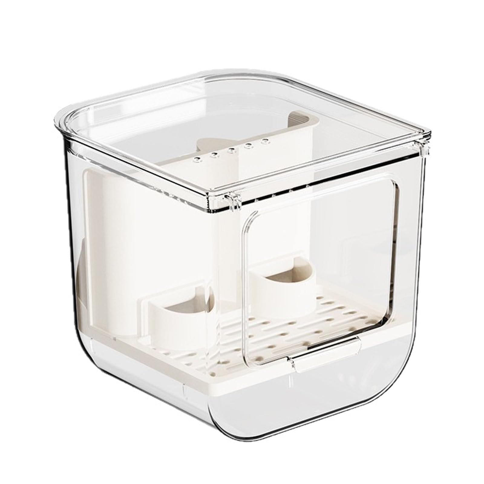 Mangeoire à oiseaux automatique à suspendre avec design anti-déversement pour oiseaux de compagnie ABS transparent installation facile économie d'espace mangeoire automatique à suspendre