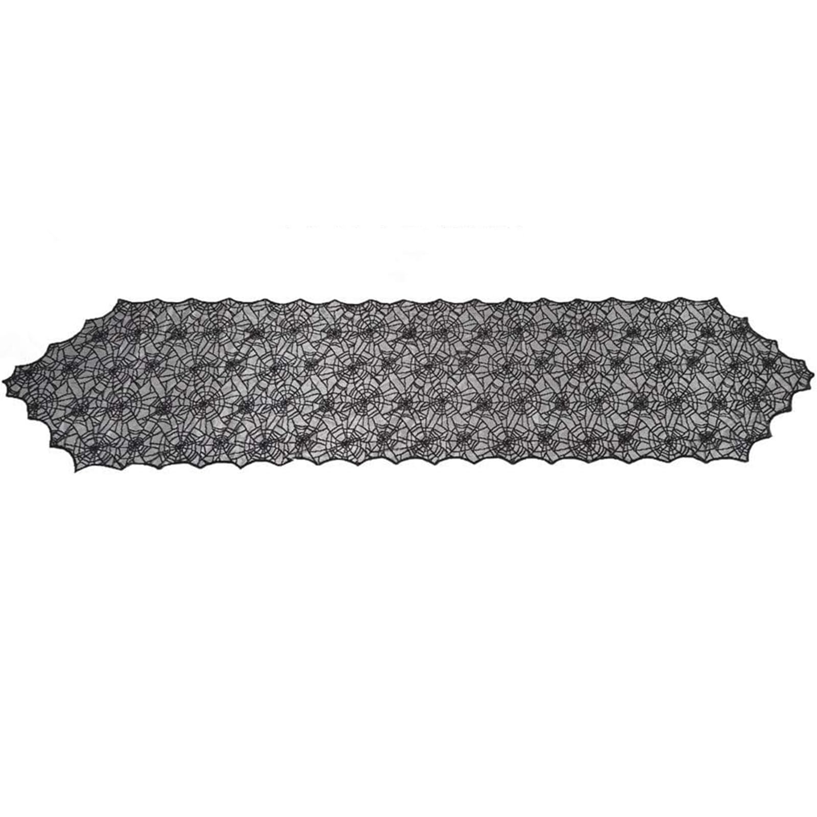 Buxuaaaa Black Scary Themed Halloween Tablecloth Laces With Spiders Webs Pattern Tablecloths For Party Decoration Festives Home Decoration