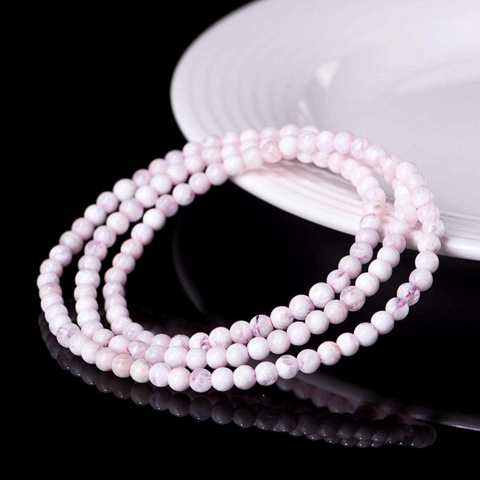 Braccialetti Rosa Naturali Fatti a Mano, Braccialetti Elasticizzati con Pietre preziose al Quarzo Fantasma Braccialetti Quarzo Rosa, per l'energia positiva dell'amore Meditazione,3MM