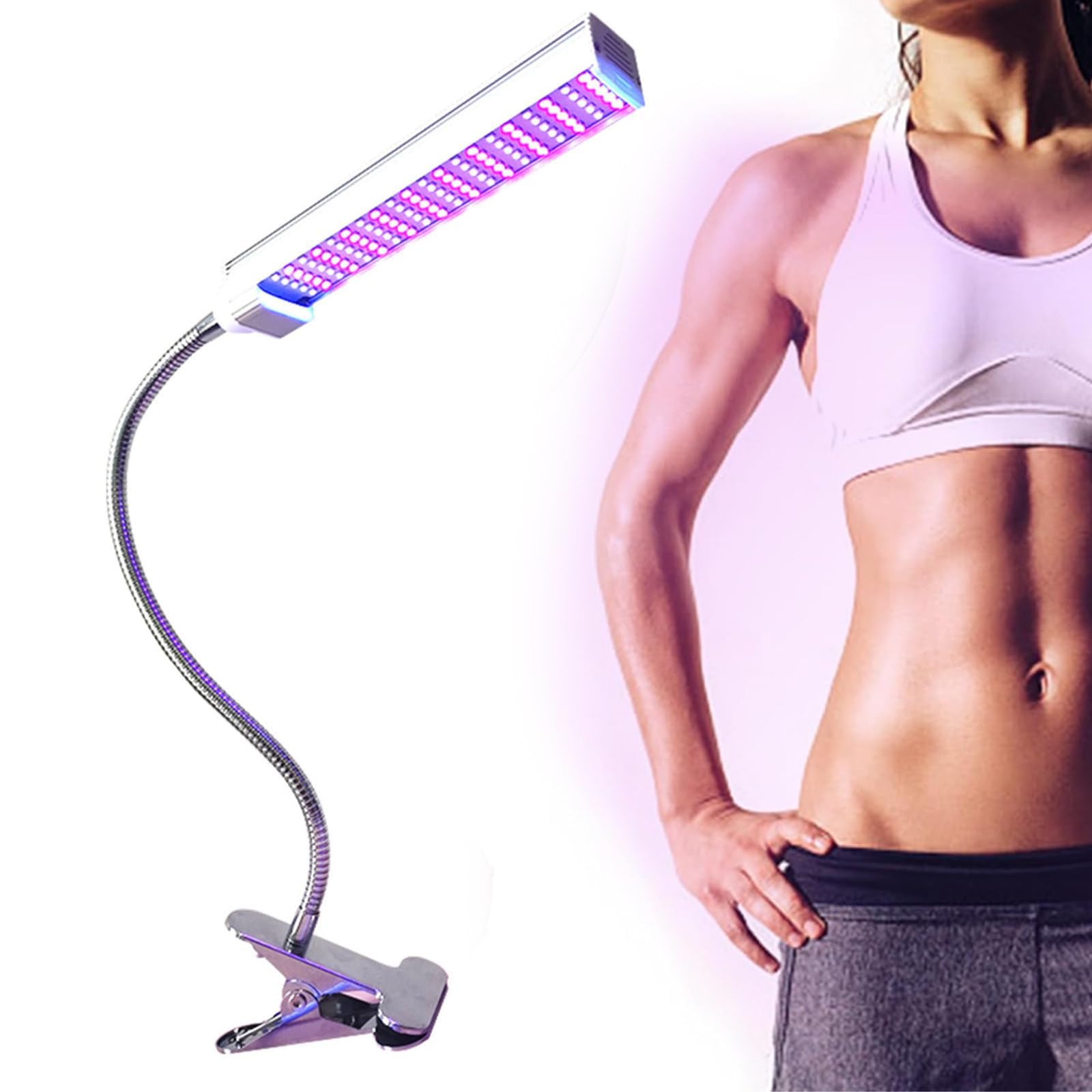 Domowa lampa opalająca, 15W LED UV Clip-On Domowe urządzenie do opalania do opalania ciała i twarzy, regulacja 360°, obszar napromieniania 60×30 cm, z synchronizacją, całoroczny brąz