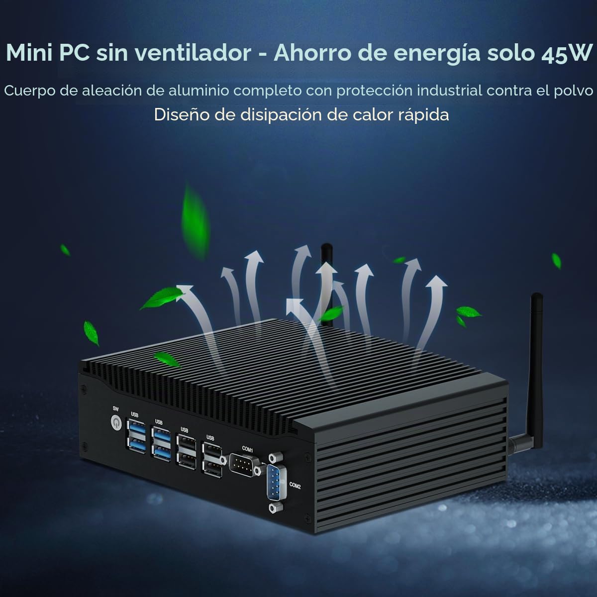 WEIDIAN PC sin Ventilador Mini PC Industrial 16GB RAM 512GB SSD Core i5 8350U Win11 Pro Mini computadora de Escritorio con 4K 2xHD, 2xRS232 COM, 2xLAN, 8xUSB VESA PC pequeña de Oficina Auto Power On