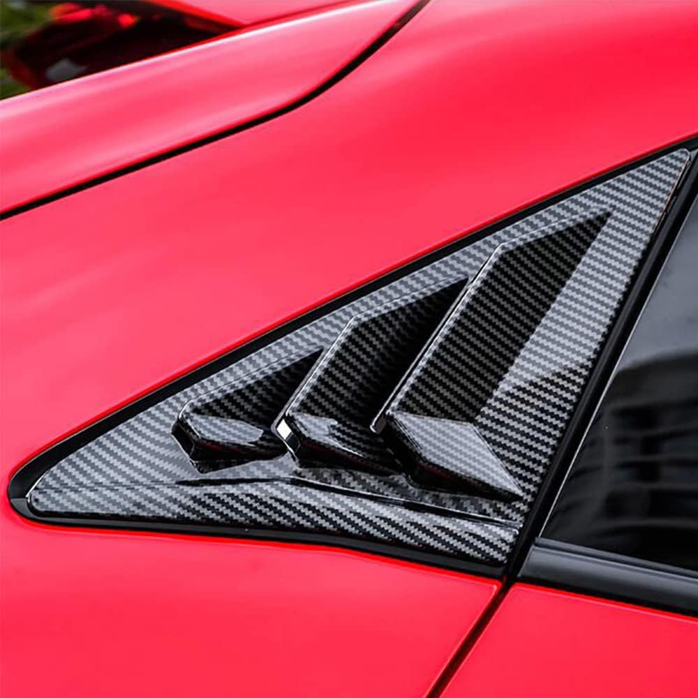 Rear Side Window Louvers, Air Vent Louvers 3 Vents Triangle Louvered Rear Side Window Blinds, Compatible with Honda Civic 11Th 2022, Carbon Fiber Black, Carbon Fiber Black