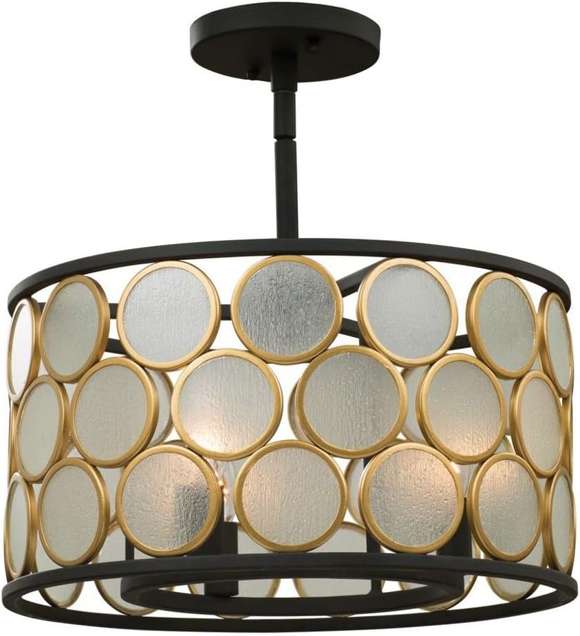 Kalco 507940BMG Corsa Semi Flush, 3-Light 180 Total Watts, Matte Black w/Gold