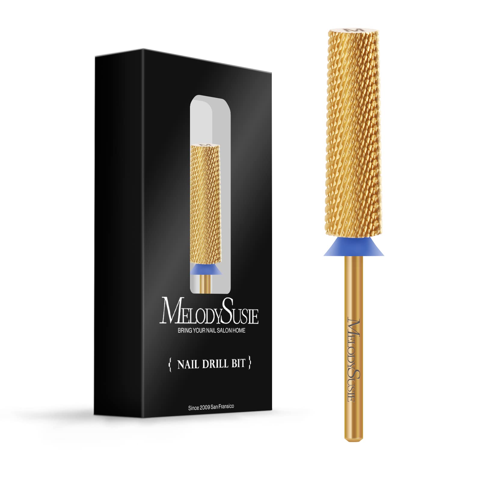 Brocas de uñas cónicas superlargas, brocas de tungsteno de carburo de 3/32 pulgadas, adecuadas para manicura, pedicura, cutícula, esmalte en gel, brocas avanzadas profesionales, doradas,