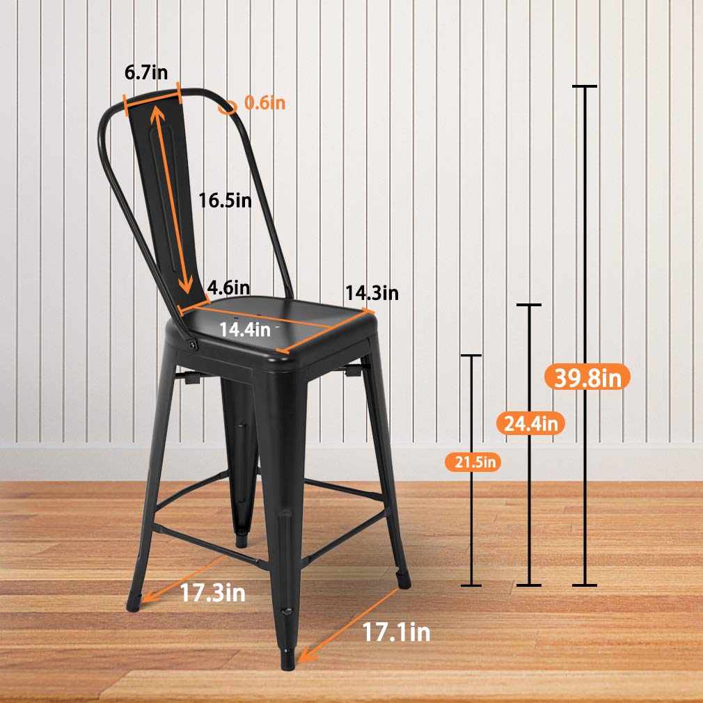 Amazon.com : FDW Metal Bar Stool Set of 4 Counter Height Barstool