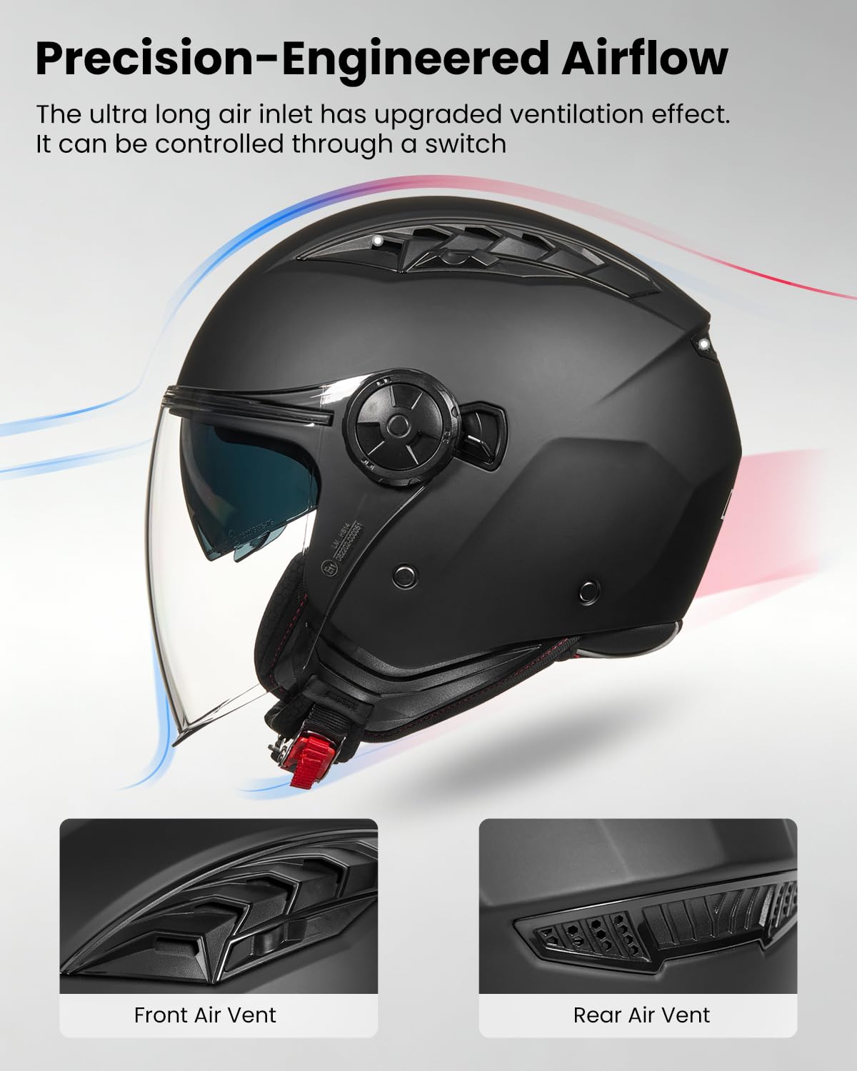 ILM Casco Moto Abierto 3/4 con Doble Visera Hombre Mujer Jet Vintage Retro para Adultos ECE22.06 Homologado Modelo HS399