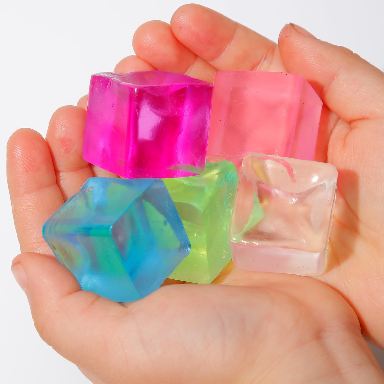 Ice Cube Sensory Toys 24 Pcs Squishy Fidget Stress Cube for Adults Kids Anxiety Stress Relief Hand Therapy Sensory Squishy Ball Classroom Prize Box Toys