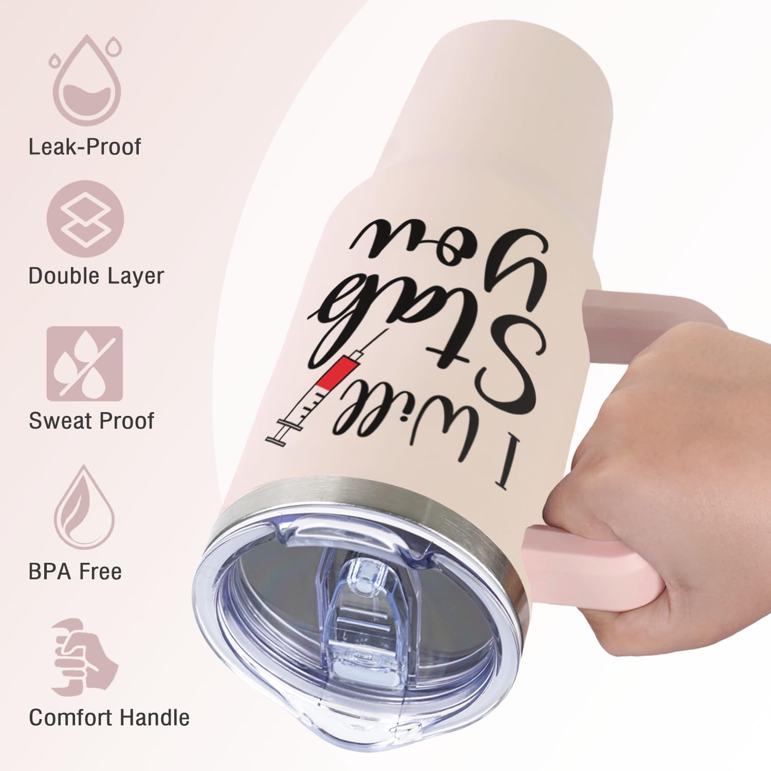 LHSCVUFASC Nurse Gifts for Women, 40oz Tumbler Gift for Female Nurses Practitioner Nurse, Appreciation Nursing Gift for Retirement Birthday Christmas School, Nurses Week Gifts Coffee Cup - Image 5