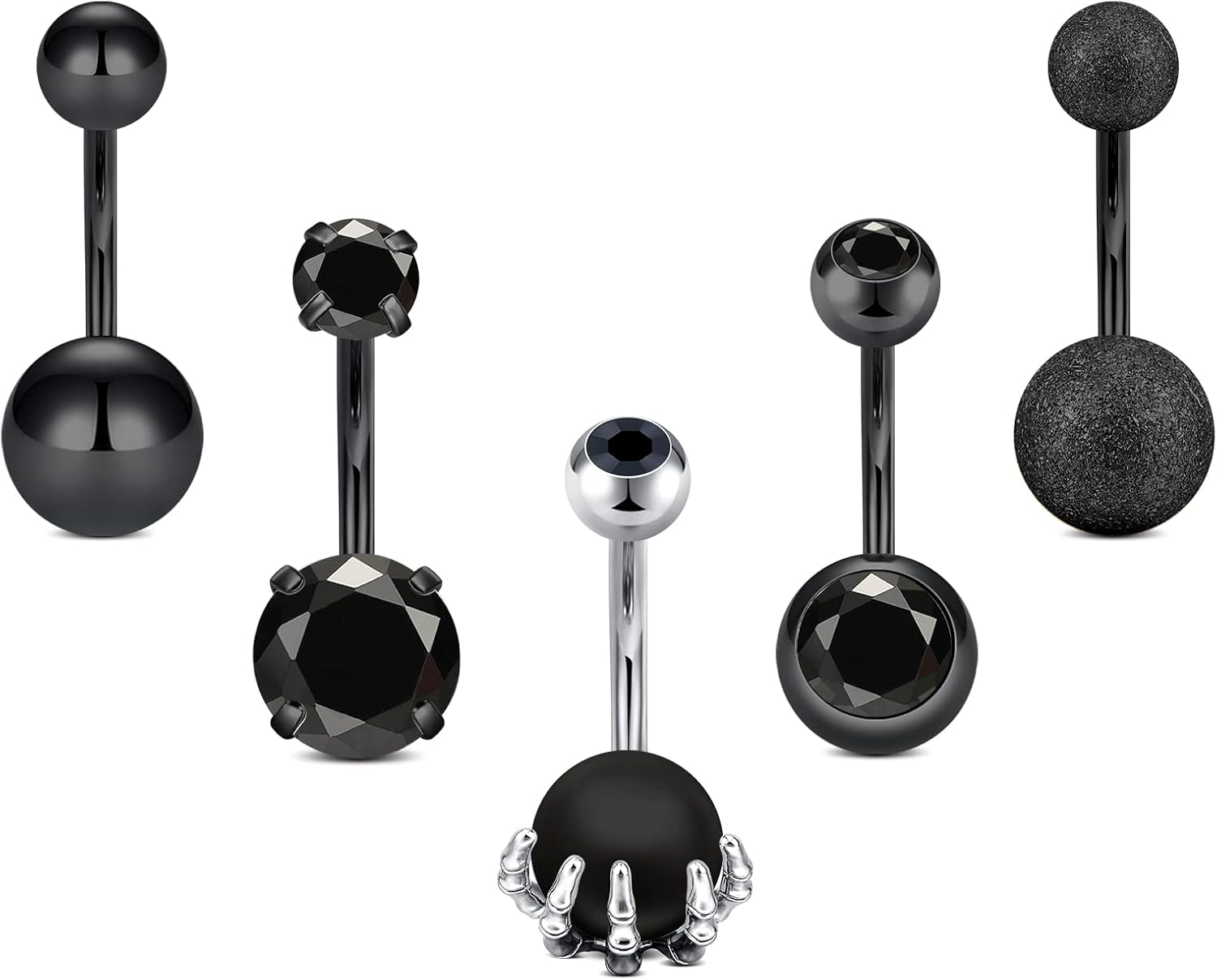 JFORYOU Belly Button Rings Stainless Steel 14G CZ Opal Navel Rings Barbells Women Girls Belly Piercing Jewelry