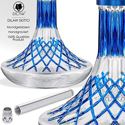 DILAW® SKITTO Shisha Set Hookah Aluminium Alu 75cm Wasserpfeife Kaminkopf Komplettset Molassefänger Silikonschlauch Alu… – Bild 7