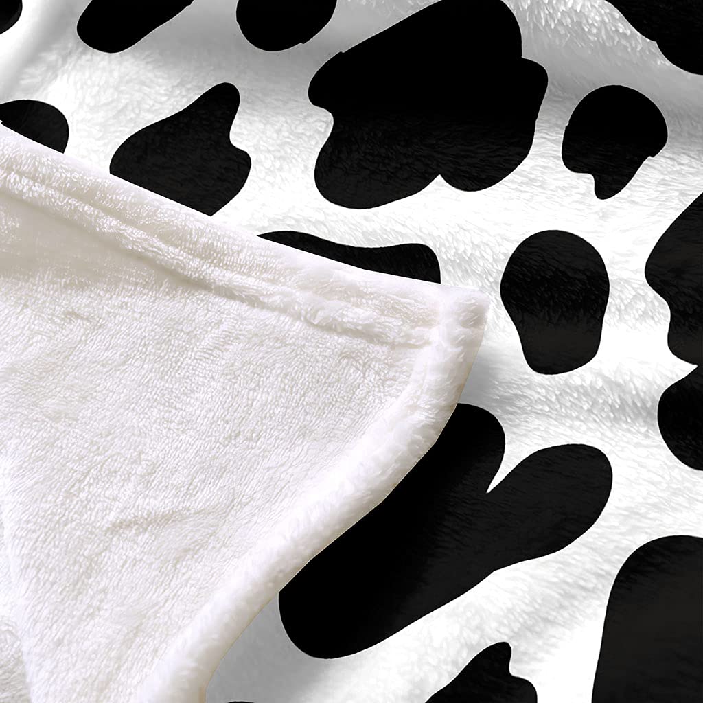 Coperta Pile Letto Matrimoniale 180X220Cm Stampa A Macchie In Bianco E Nero Stampata Motivo, Coperte Invernale Di Flanella Morbido In Peluche Per Letto/Divano/Sedie, Leggere, Calda, Accoglie