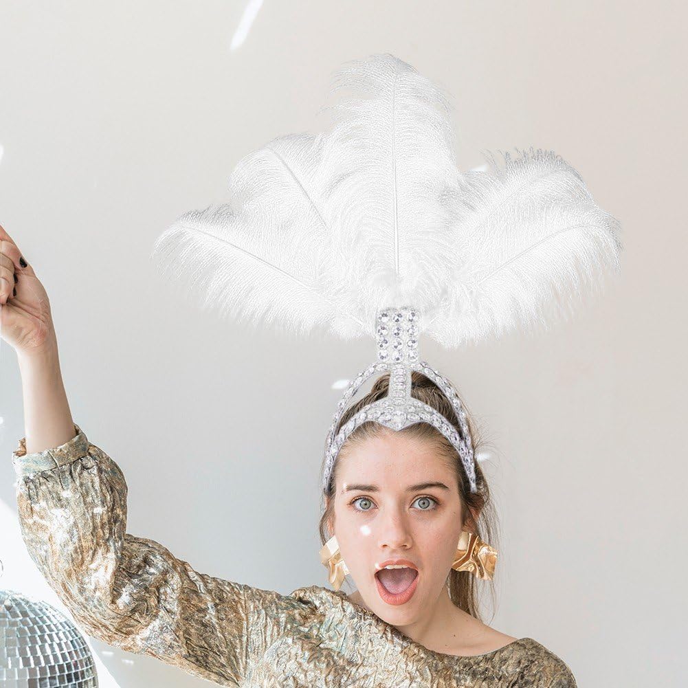 Diadema De Mujer Con Plumas Y Pedrería, Estilo Años 20, Ideal Para Eventos Especiales Bodas, Compromisos Y Noches De Fiesta.