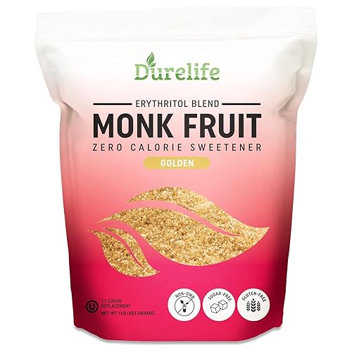 Durelife Edulcorante de frutas Golden Monk, reemplazo de azúcar 11, apto para dieta cetogénica, cero calorías, sustituto de azúcar kosher, dorado, 1