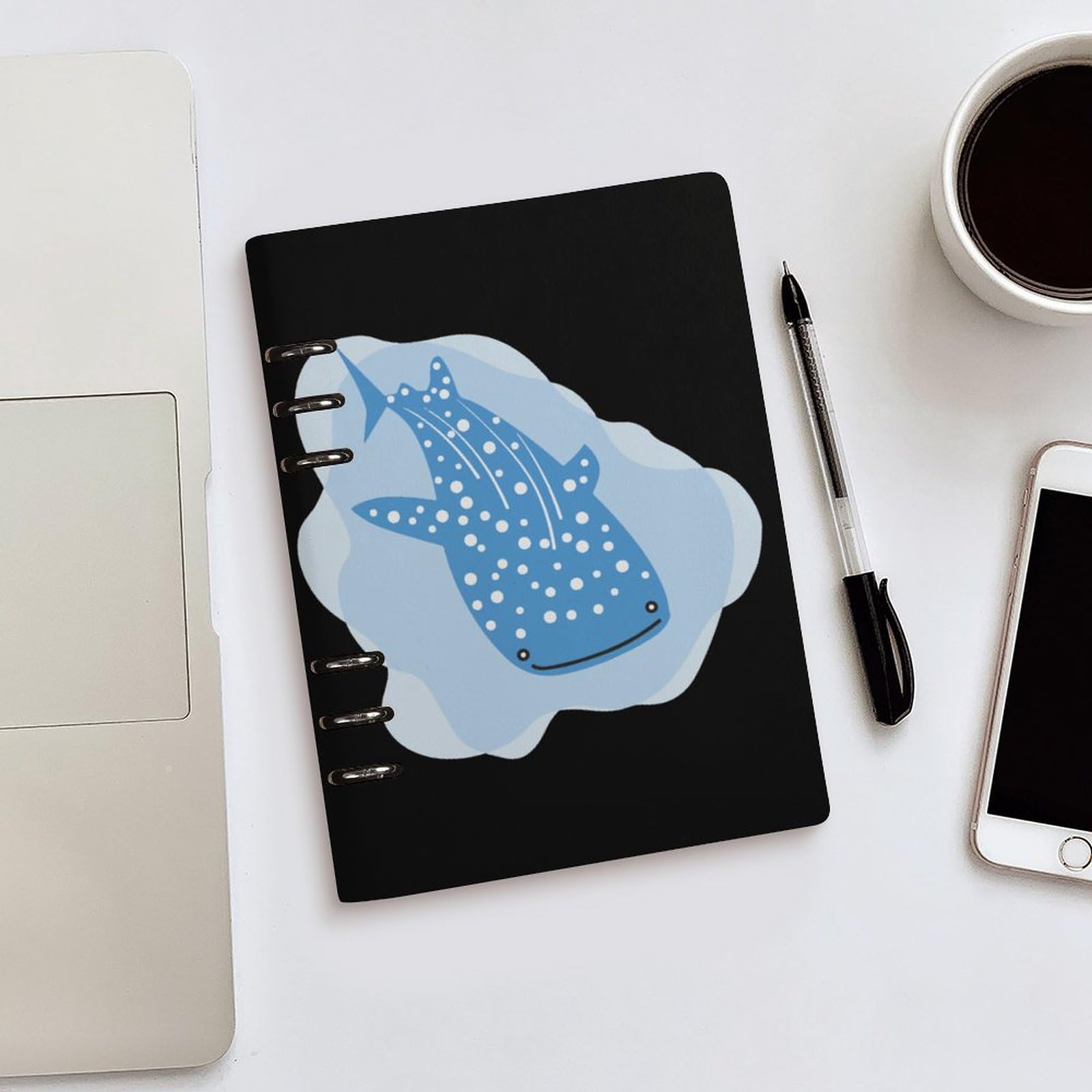 Amazon | ルーズリーフノート 泳ぐジンベイザメ サメ 魚 システム手帳