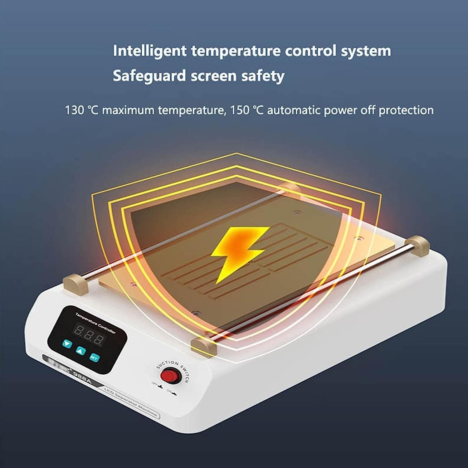 Macchina per la rimozione dello schermo LCD da 8 pollici con display digitale e doppia pompa, temperatura regolabile da 50 a 130 °C, strumento per la rimozione dello schermo di smartphone e telefoni.