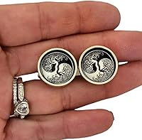 Vista 2 de Celtic Tree of Life Ying Yang Cufflinks and Lapel Tie Pin Tack Gift for Men