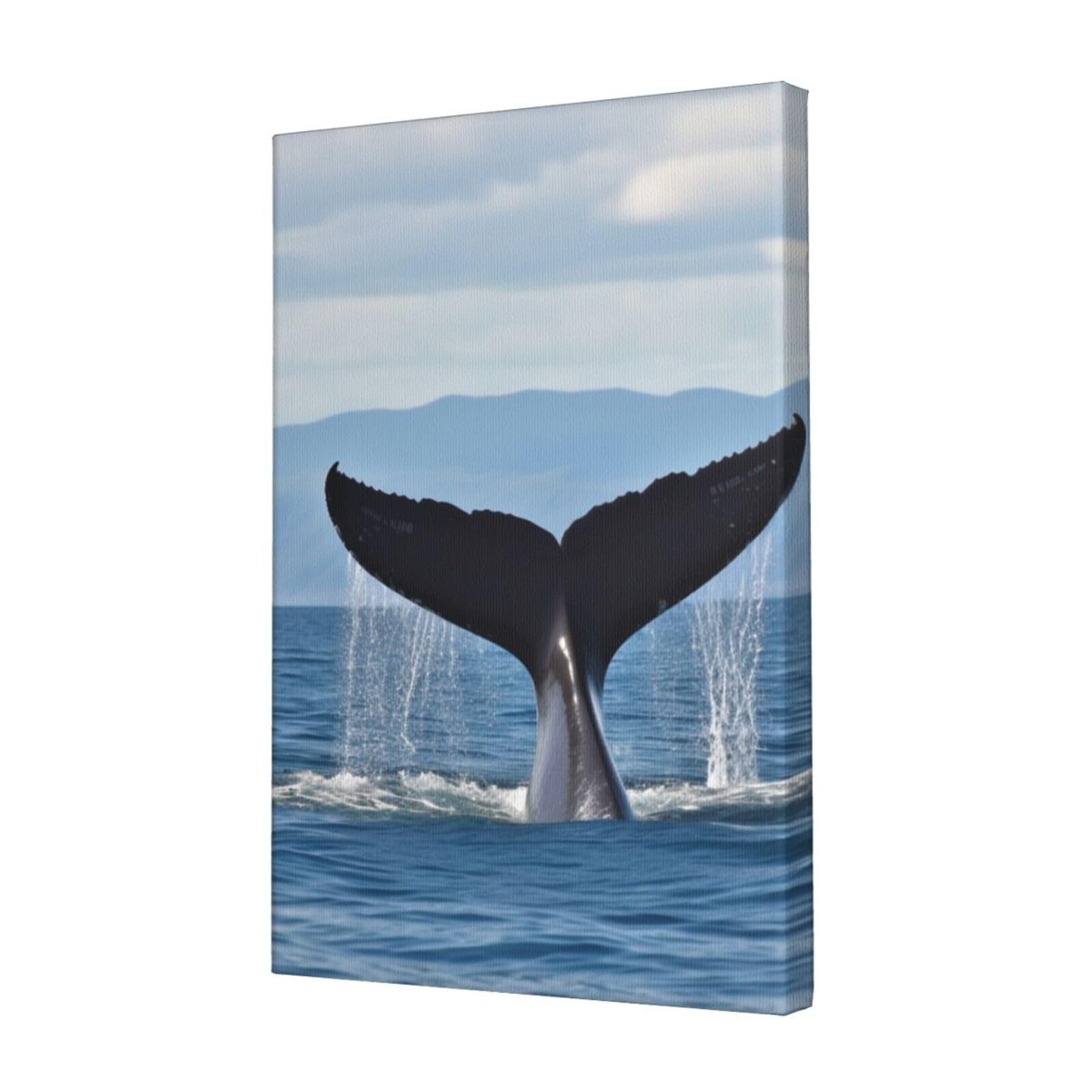 KLOPH Whale Tail Canvas Wall Art for Living Room 12"x18" Modern Artwork Painting for Bathroom Hanging Canvas Prints Aesthetic Wallart for Bedroom Kitchen Office Wall Decor
