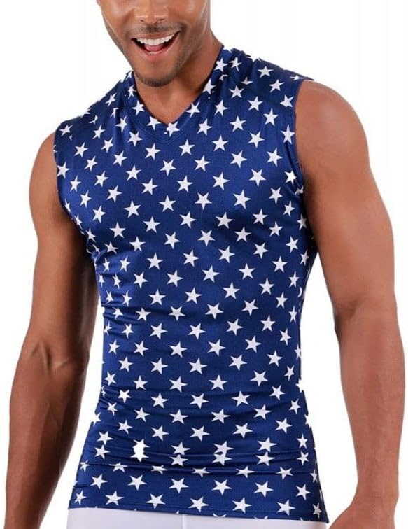 Insta Slim Big and Tall Stars Activewear Sleeveless High V-Neck 4VAT013BT