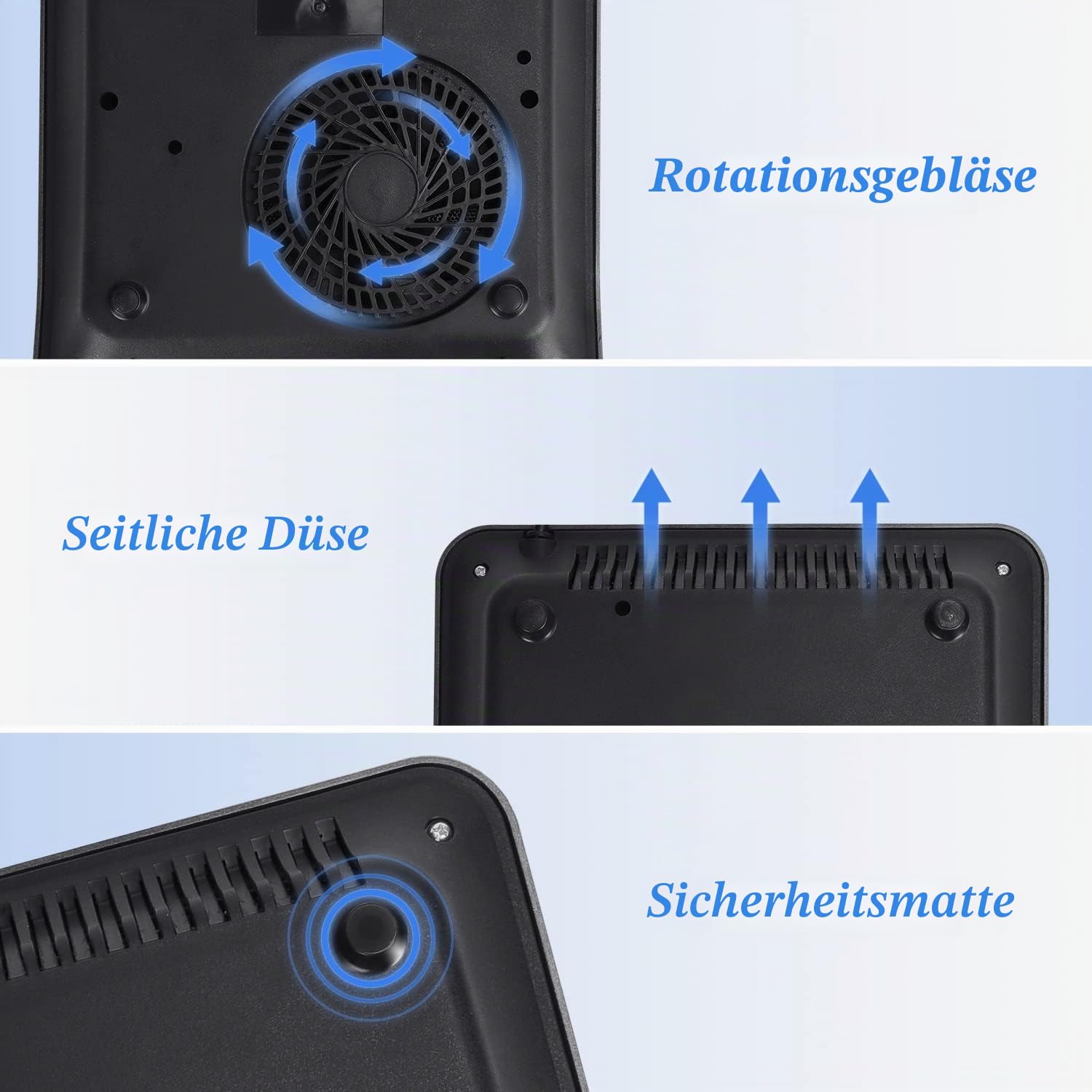 Aigostar Bluefire Induktionskochfeld, 10 Leistungsstufen, 200W-2000W, Temperaturbereich 60-240°C, LED Display, Schwarz