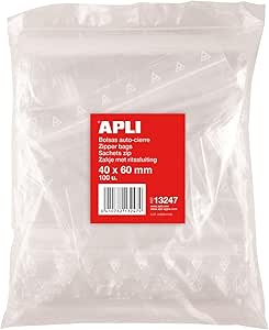 APLI 13247 - Pack de 100 bolsas de plástico con cierre autocierre 40 x 60 mm