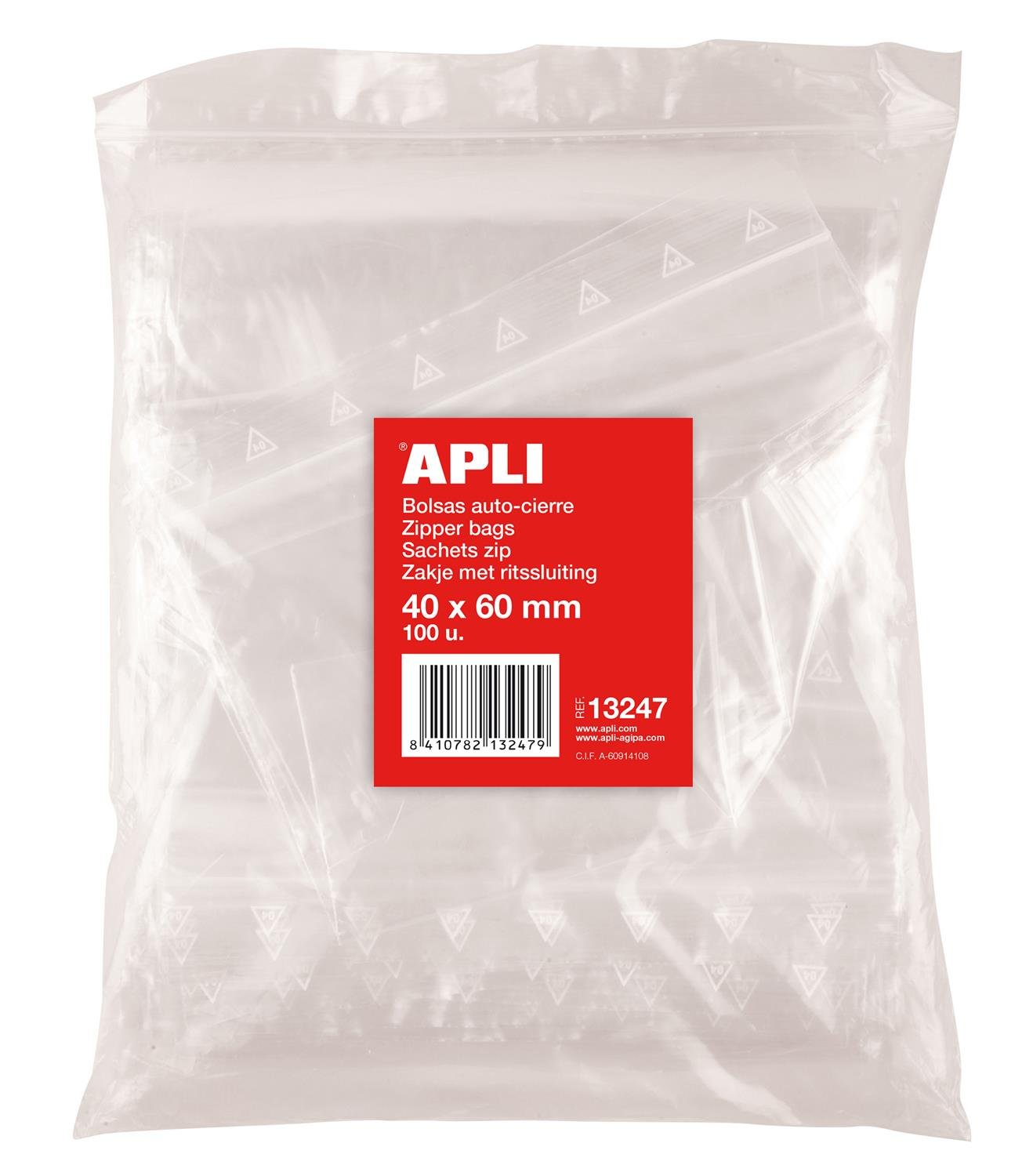 APLI 13135, Pack de 100 Bolsas de Plástico con Autocierre, 80 x 120 mm, Multicolor — view 14