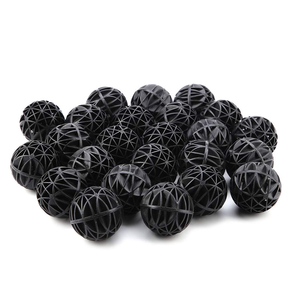 Bola bioquímica de filtro bio poroso de 50 piezas, medios de filtro de bolas biológicas con material de filtro de estanque de acuario de algodón, bolas de filtro bio para peces, (46 mm con algodón)