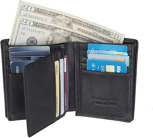 Miniatura 6 de Guarditude Mens Bifold Wallets Large Capacity RFID Blocking Genuine Leather Wallet Includes ID Window and 15 Credit Card Slots, Gift for Men
