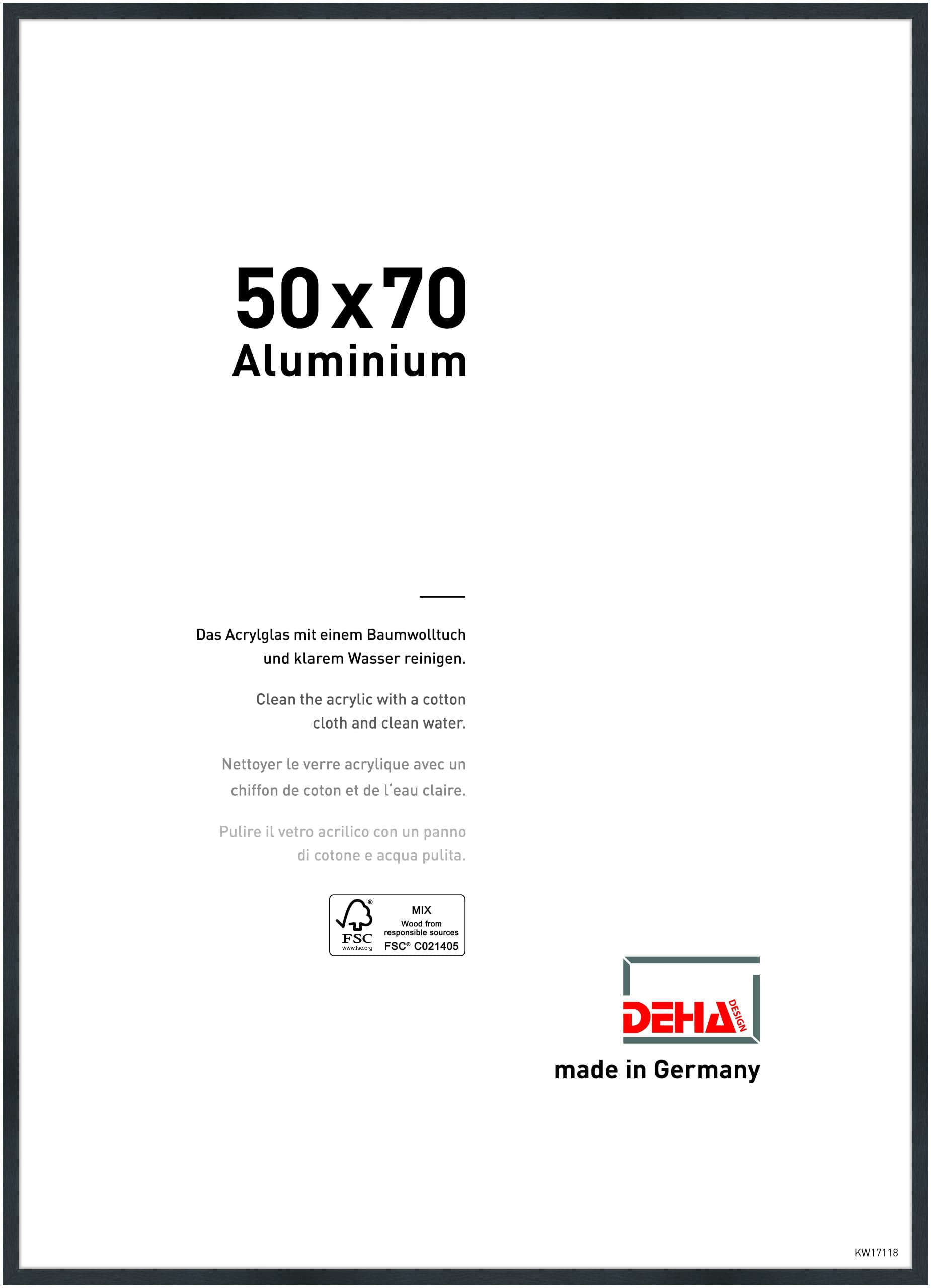 DEHA Design Aluminiowa Rama Tribeca, 50x70 cm, Czarna Struktura Matowa