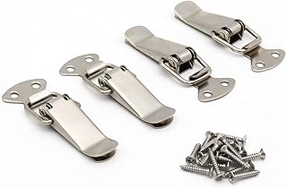 Latch, Stainless Steel Spring Loaded Toggle Latch, Silver Catch Hasp Clamp Clip Lock with High Quality 304 Stainless Steel Screws for Cabinet, Wooden Case, Box, Chest(4 Pack)