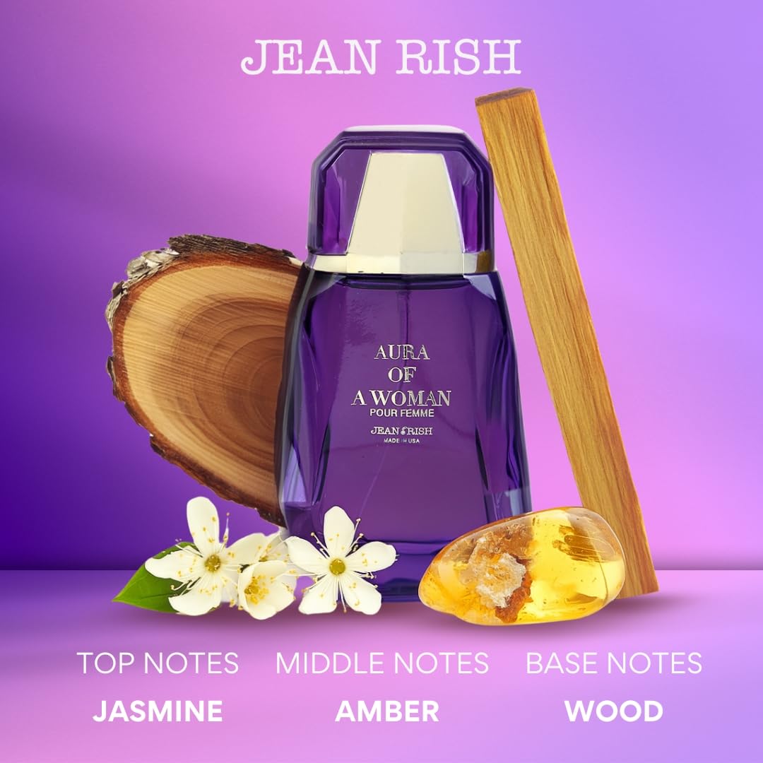 Jean Rish Aura of a Woman Perfume for Women Eau De Parfum, Long-Lasting Luxury Fragrance, Made In USA - Jasmine, Amber, Sandalwood Scent - 100ml / 3.4 oz - Image 2