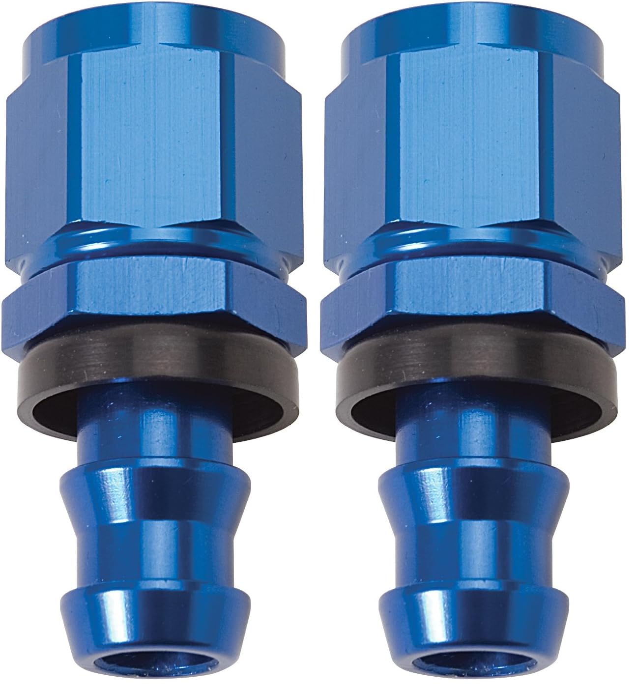 Russell 624010 Twist-Lok Red/Blue Anodized Aluminum -6AN Straight Hose End (Pack of 2)