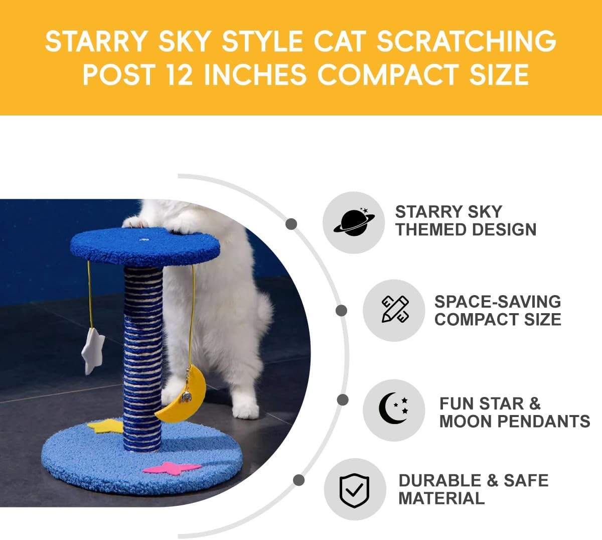 Starry Sky Cat Tree Tower | Multi-Layer Cats Furniture with Space Capsule | Cat Bed & Cat House Combined | Durable Cat Scratching Post for Indoor Cats (12Inch)
