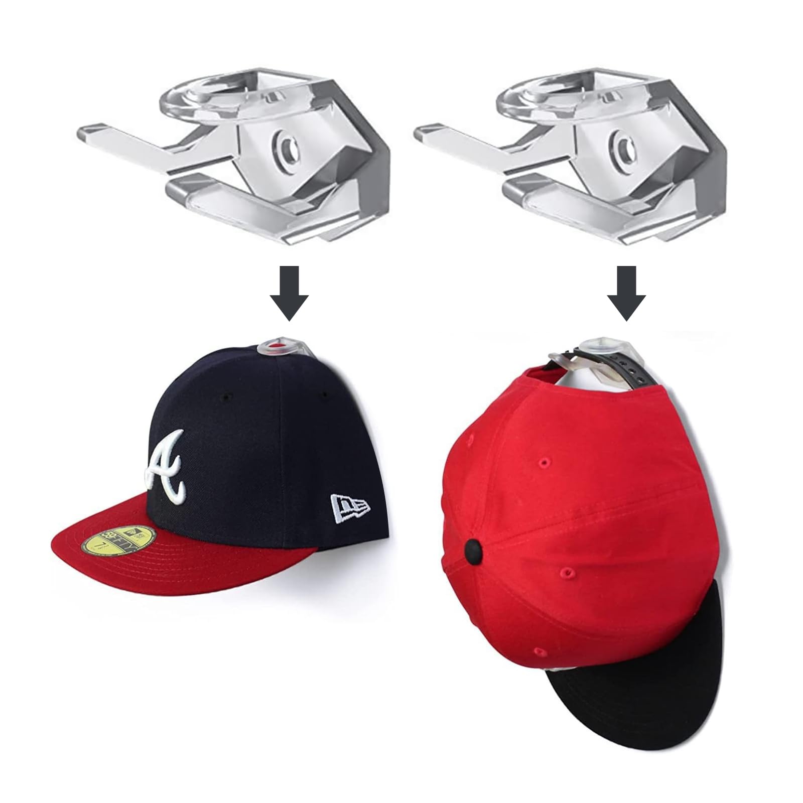 Soporte de Pared para Sombrero 20 PCS Autoadhesivos Porta Gorras Ganchos Organizador Sombrero Montado en Pared Cuelga Gorras de Béisbol para Gorras, Llaveros, Bufandas para Auriculares