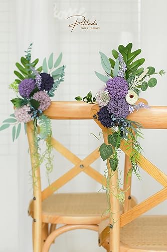 Miniatura 6 de Piklado Flores artificiales de dalia para boda, 25 unidades, rosas falsas con tallo para decoración de boda, centros de mesa, arreglos y ramos