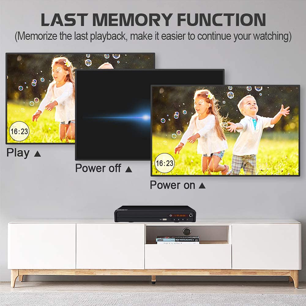 DVD-Player für TV mit HDMI, USB-Eingang – Kompakter Allregion-Player für DVDs & CDs