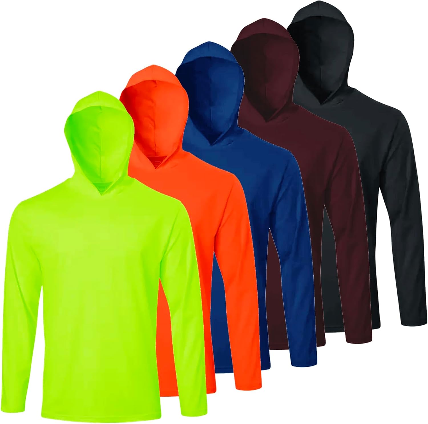 LeeHanTon Men UPF 50+ Sun Protection Hoodie Long Sleeve T Shirts Pack Quick Dry Shirt for Athletic Running Activewear Workout