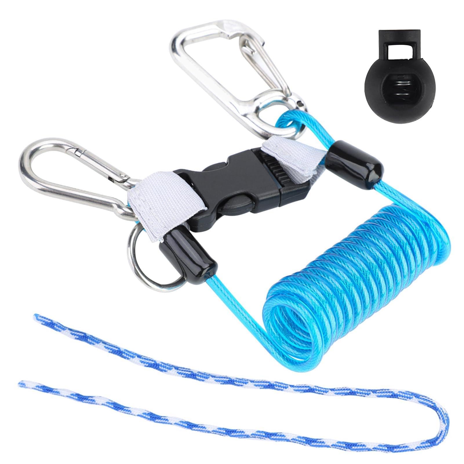 Cordino per immersioni subacquee, in acciaio inossidabile 316, con molla a molla e gancio per immersioni, gancio per immersioni subacquee con fibbia a sgancio rapido per fotocamere e luci