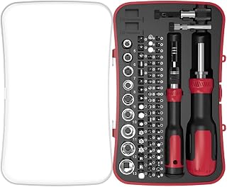 Ratcheting Screwdriver Set 77-i-1 bilreparationsverktyg | Precision Screwdriver Bits for Homeowners Mechanics Handymen Electricians Plumbers Furniture Home Apartment Garage Workshop