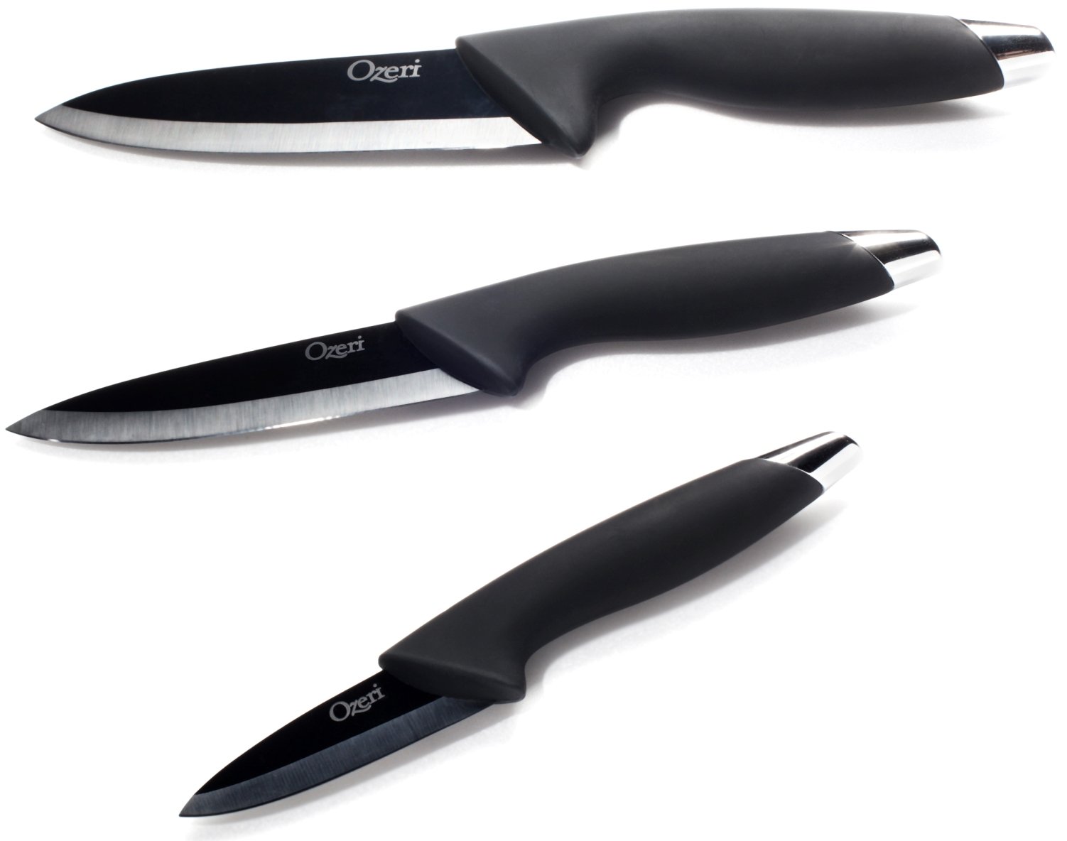Ozeri Elite Chef 3-Piece Black Ceramic Knife Set