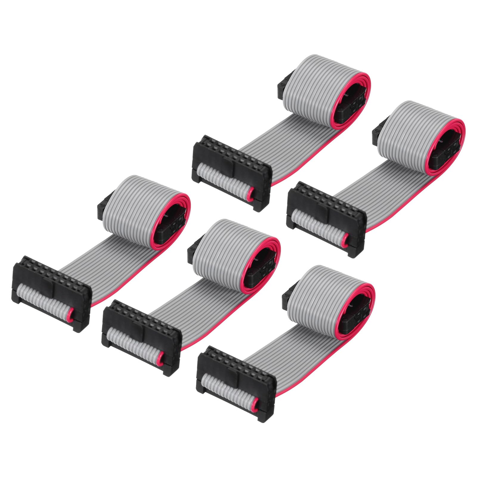 QUARKZMAN Cavo a Nastro Piatto Idc a 16 Pin, Passo 2.0mm, connettore Fc a Fc, Lunghezza 20cm, Filo Grigio per Computer, display Led, Dvd, confezione da 5 Pezzi