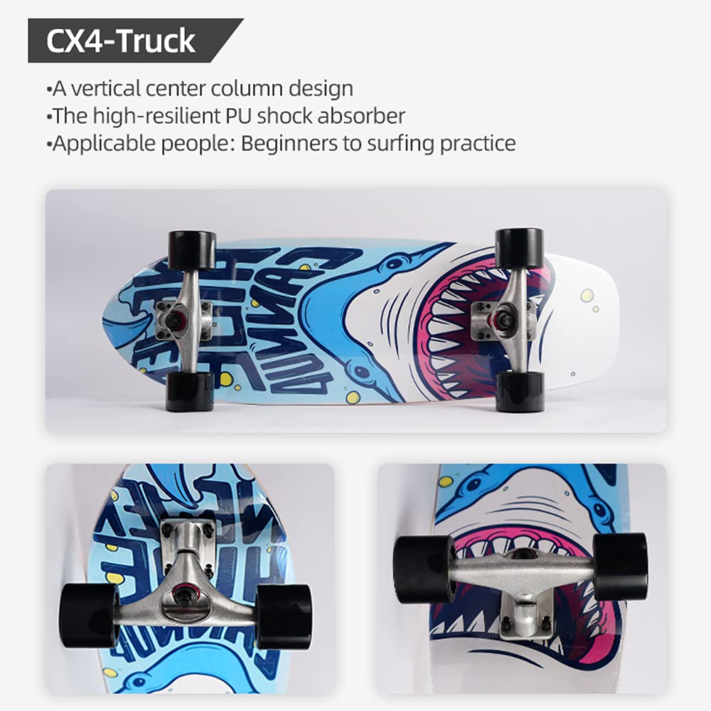 VOMI Carving Skateboard Surf Skate Carver Pumpping Skateboard, CX4 Truck, Roulements à Billes ABEC-11, Cruiser Board Complet érable Decks, pour Adulte juvénile Enfant,A