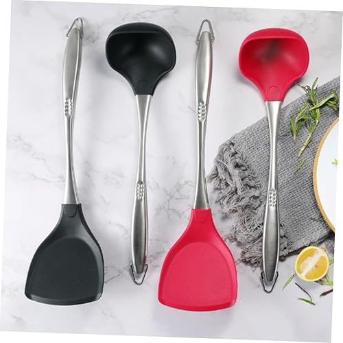 Miniatura 8 de LABRIMP Cuchara de silicona para servir cucharas de acero inoxidable utensilios de cocina de acero inoxidable mango cucharón cuchara de sopa para