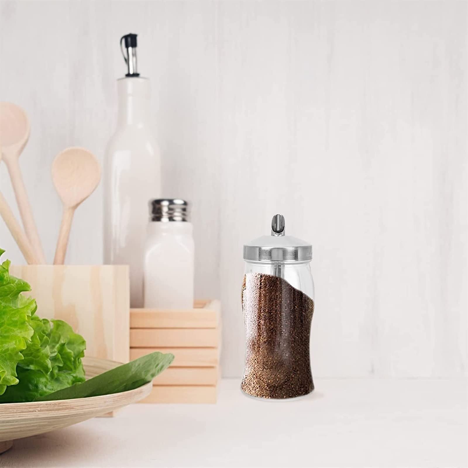 Gewürztopf, Gewürzglas, Gewürzglas, Gewürzbox, Gewürzdosen, Vorratsbehälter, Menageständer, Gewürzschüssel aus Glas, Badesalz-Aufbewahrungskanister, 240 ml